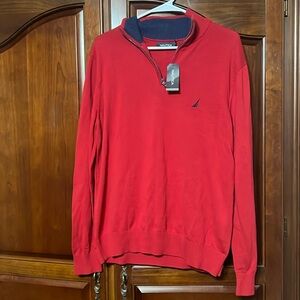 NWT NAUTICA red and blue sweater Size L